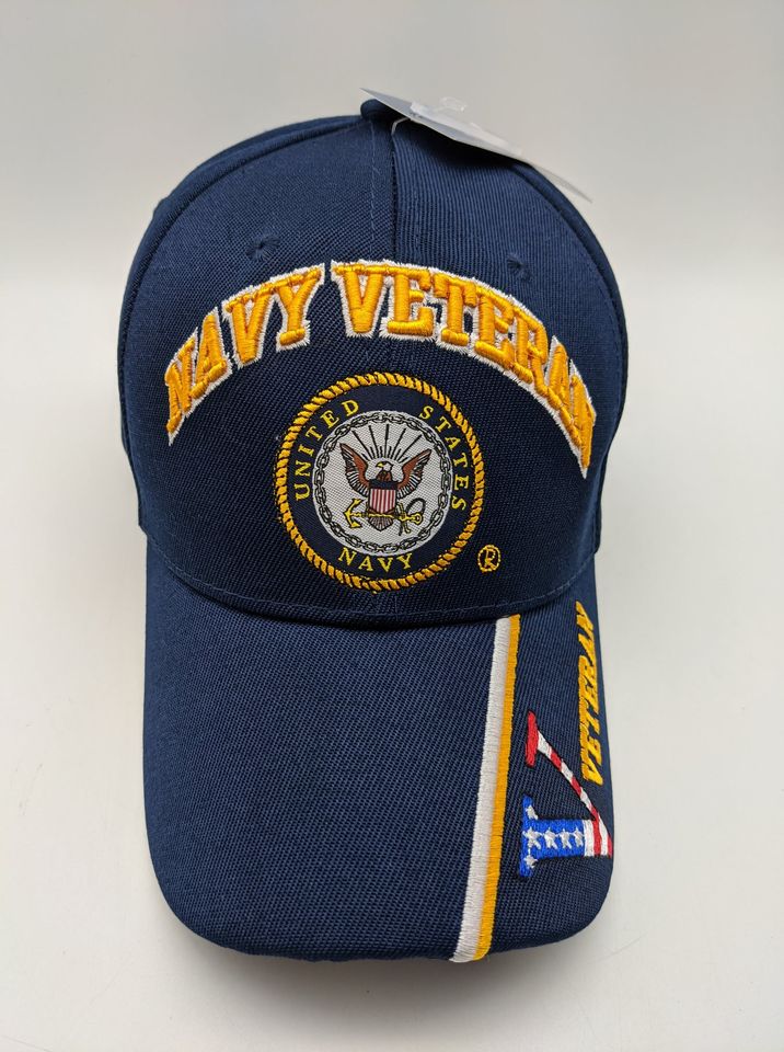 USN, VETERAN II - Embroidered Mens Ball Cap with Brass Buckle 