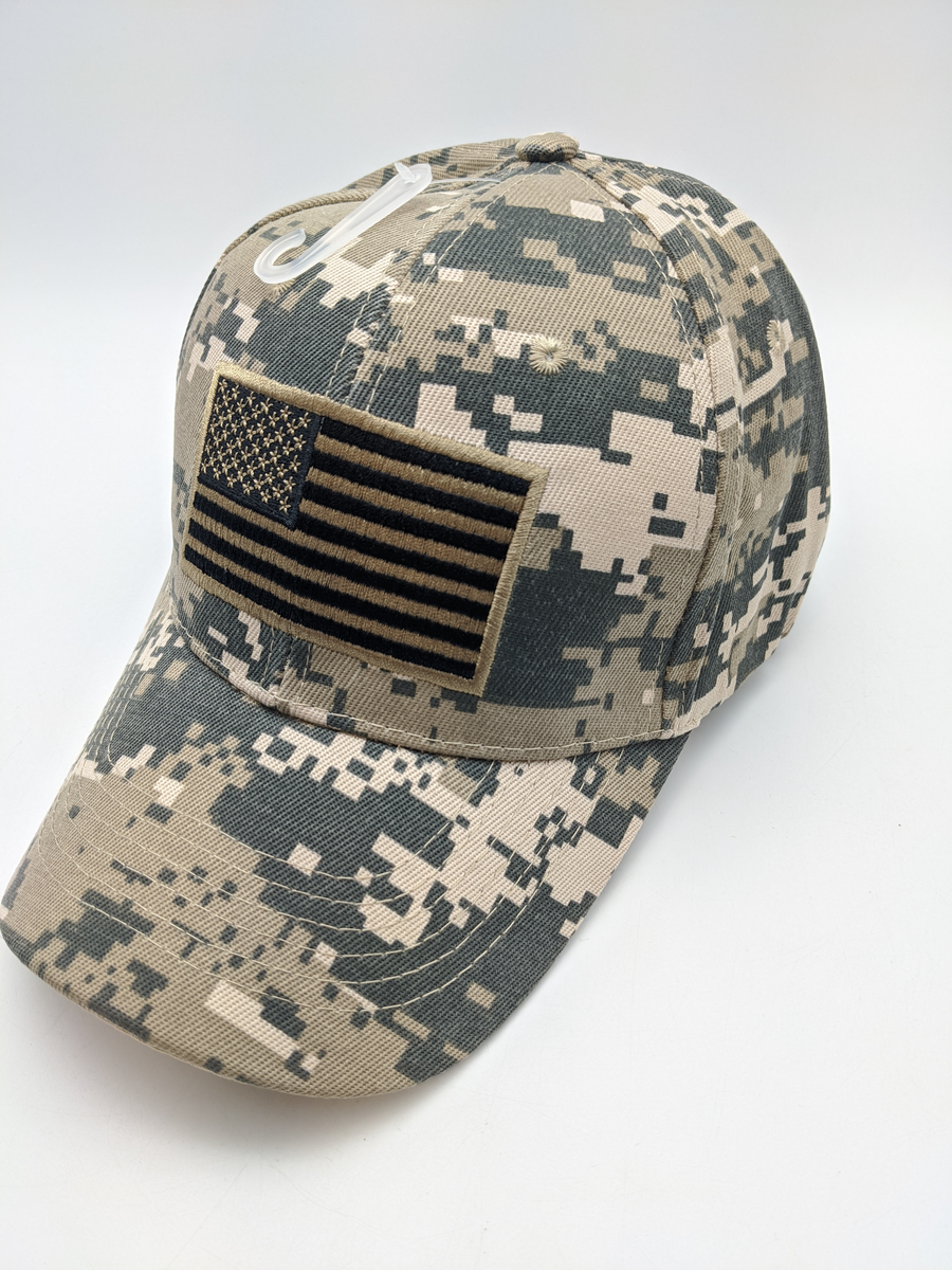 Tactical Cap Hat - Digital Camo TAN - American Flag - Embroidered