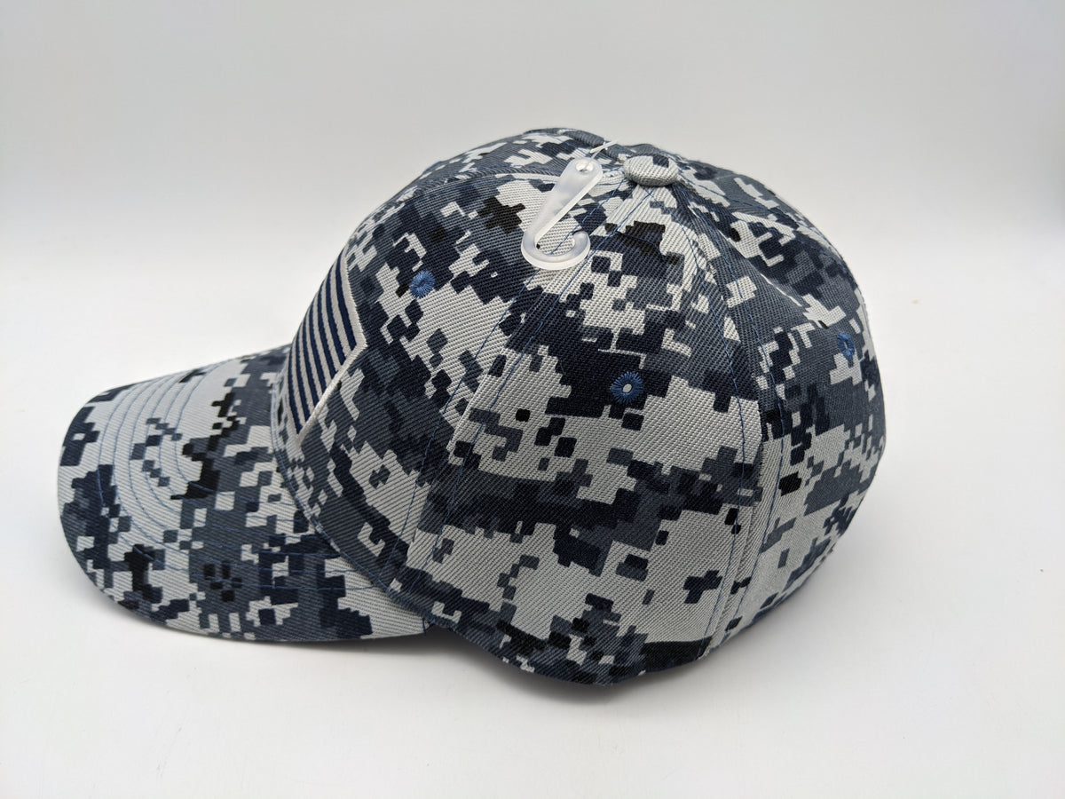 Tactical Cap Hat - Digital Camo Blue - American Flag - Embroidered –  Discount Flags