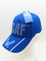 Licensed United States Air Force Zig Zag Letters Hat - USA Flag Bill - Blue