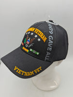 Vietnam Veteran Embroidered Hat - All Gave Some 58479 Gave All - Ribbons - Black