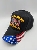 United States Disabled Veteran Hat - Embroidered - USA Flag Bill