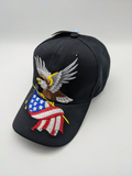 Embroidered Hat - Eagle USA Flag - Americana Patriotic - Bald Eagle - Black