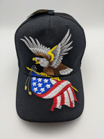 Embroidered Hat - Eagle USA Flag - Americana Patriotic - Bald Eagle - Black