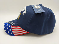 Licensed United States Navy Emblem Hat -Embroidered - USA Flag Bill