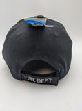 Embroidered Hat - Fire Fighter, Fire Department Emblem - Black