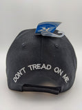 Don't Tread On Me Embroidered Hat - Black - Adjustable - Gadsden -Embroidered Front/Bill/Back