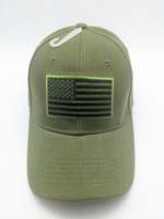 American Flag Tactical Hat - Green - Embroidered - Patriotic