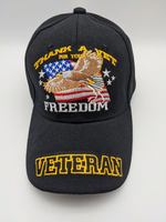 Embroidered Veteran Hat -Thank A Vet For Your Freedom