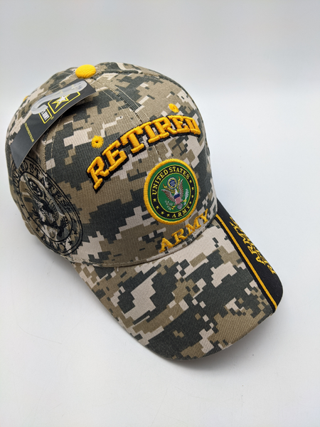 Licensed United States Army Retired Hat - Emblem - Embroidered - Digital Camo