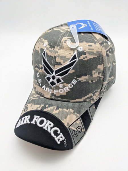 Licensed U.S. Air Force Embroidered Hat - Digital Camo Black Emblem Wings