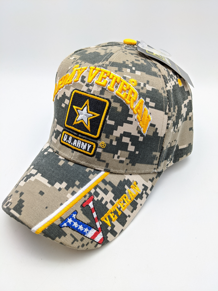 Licensed United States Army Veteran Hat - Army Star - Embroidered - Digital Camo