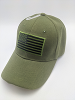 American Flag Tactical Hat - Green - Embroidered - Patriotic