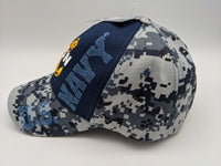 Licensed United States Navy Hat - USN Anchor - Embroidered - Digital Camo Blue