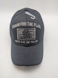 Stand For The Flag Kneel For The Fallen Hat - BLACK - USA Flag - Soldier - Embroidered