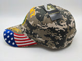 Licensed United States Army Emblem Hat -Embroidered - Digital Camo- USA Flag Bill