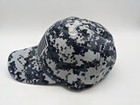 Tactical Cap Hat - Digital Camo Blue - American Flag - Embroidered