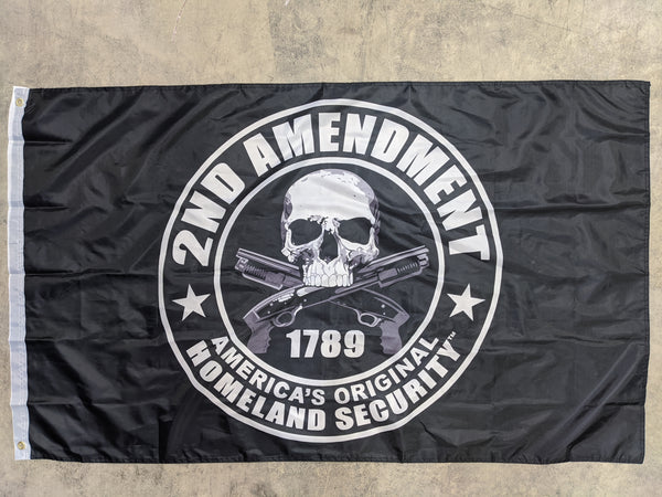 3'x5' Flag - 2nd Amendment 1789 - Americas Original Homeland Security -Skull Flag