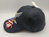 Embroidered Hat - Eagle USA Flag - Americana Patriotic - Bald Eagle - Black