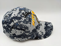 Licensed United States Navy Hat - Veteran Bill - Embroidered  Digital Camo Blue