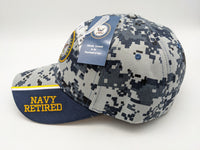 Licensed United States Navy Retired Hat - Embroidered - Digital Camo Blue