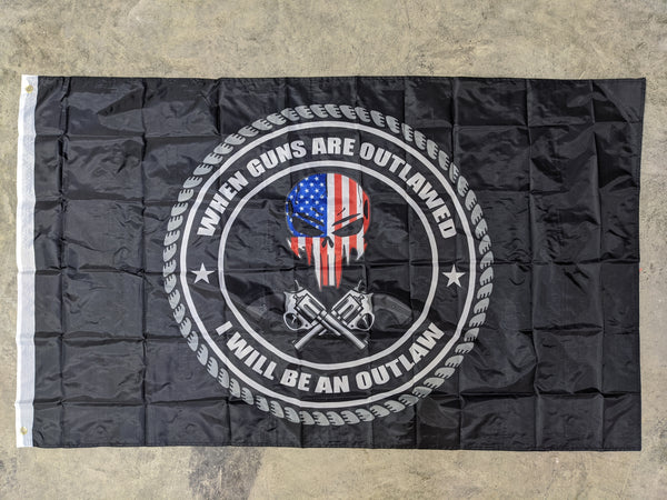 3'x5' 2nd Amendment Flag - When Guns Are Outlawed I Will Be An Outlaw