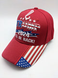 Trump 2024 Embroidered Hat - I'll Be Back! - Flag Bill