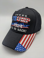 Trump 2024 Embroidered Hat - I'll Be Back! - Flag Bill