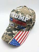 Trump 2024 Embroidered Hat - MAGA - Flag Bill