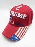 Trump 2024 Embroidered Hat - MAGA - Flag Bill