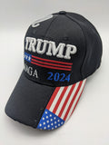 Trump 2024 Embroidered Hat - MAGA - Flag Bill