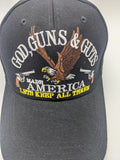 Embroidered Hat - SOLID Back - God, Guns, Guts Made America Lets Keep All Three