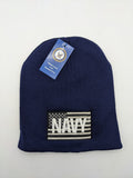 Licensed United States Navy Beanie Hat Cap - USA Flag - NAVY