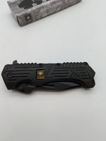 Licensed US Army Folding Pocket Knife - Black - Spring Assisted - BKC