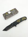 Licensed US Army Folding Pocket Knife - Green/ Black - Spring Assisted - A10