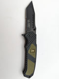 Licensed US Army Folding Pocket Knife - Green/ Black - Spring Assisted - A10