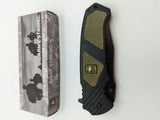 Licensed US Army Folding Pocket Knife - Green/ Black - Spring Assisted - A10