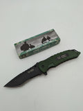 Licensed US Army Folding Pocket Knife - Green/ Black - Spring Assisted - GS