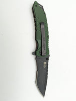 Licensed US Army Folding Pocket Knife - Green/ Black - Spring Assisted - GS