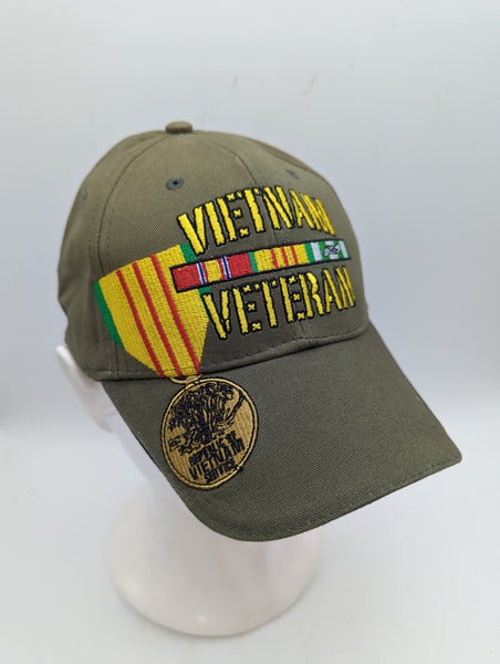Vietnam Veteran Adjustable Hat - Embroidered - Green - 100% Cotton