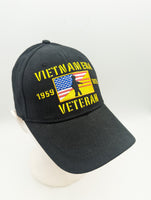Vietnam Era Veteran Adjustable Hat - Embroidered - Black - 100% Cotton