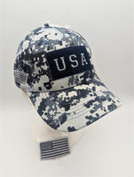 USA Flag Removable Patch Hat - Blue Digital Camo