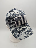 USA Flag Removable Patch Hat - Blue Digital Camo