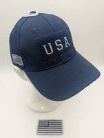 USA Flag Removable Patch Hat - Navy Blue