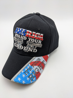 America Stand your Ground (It's Your Right) Embroidered Hat - Flag Bill