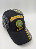 Licensed United States Army Retired Hat - Emblem - Embroidered - Black W/ Digital Camo Bill