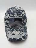 Tactical Cap Hat - Digital Camo Blue - American Flag - Embroidered