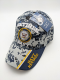 Licensed United States Navy Retired Hat - Embroidered - Digital Camo Blue