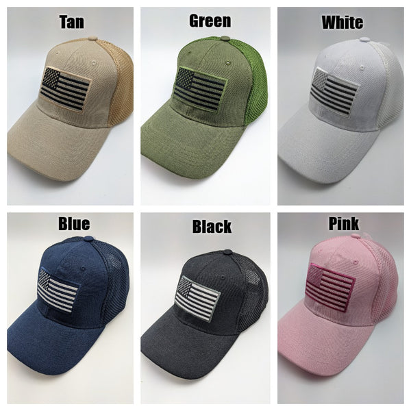 American Flag Hat - Breathable Jersey MESH BACK - Tactical