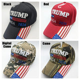 Trump 2024 Embroidered Hat - MAGA - Flag Bill